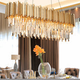 Long Crystal Dining Room Chandelier