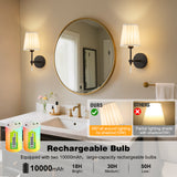 eypid Black Battery Operated Wall Sconce,10000 Mah Rechargeable Wall Sconces set of 2 With Remote,3CCT and 12 RGB Sconces Battery Operated Dimmable,Fabric Sconces Wall Decor Set of 2 for Bedroom,Living Room
