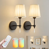 eypid Black Battery Operated Wall Sconce,10000 Mah Rechargeable Wall Sconces set of 2 With Remote,3CCT and 12 RGB Sconces Battery Operated Dimmable,Fabric Sconces Wall Decor Set of 2 for Bedroom,Living Room