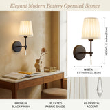eypid Black Battery Operated Wall Sconce,10000 Mah Rechargeable Wall Sconces set of 2 With Remote,3CCT and 12 RGB Sconces Battery Operated Dimmable,Fabric Sconces Wall Decor Set of 2 for Bedroom,Living Room