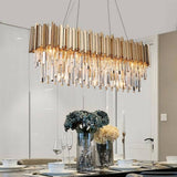 Long Crystal Dining Room Chandelier