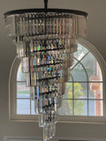 Spiral Tiered/ Layered Crystal Fringe Chandelier