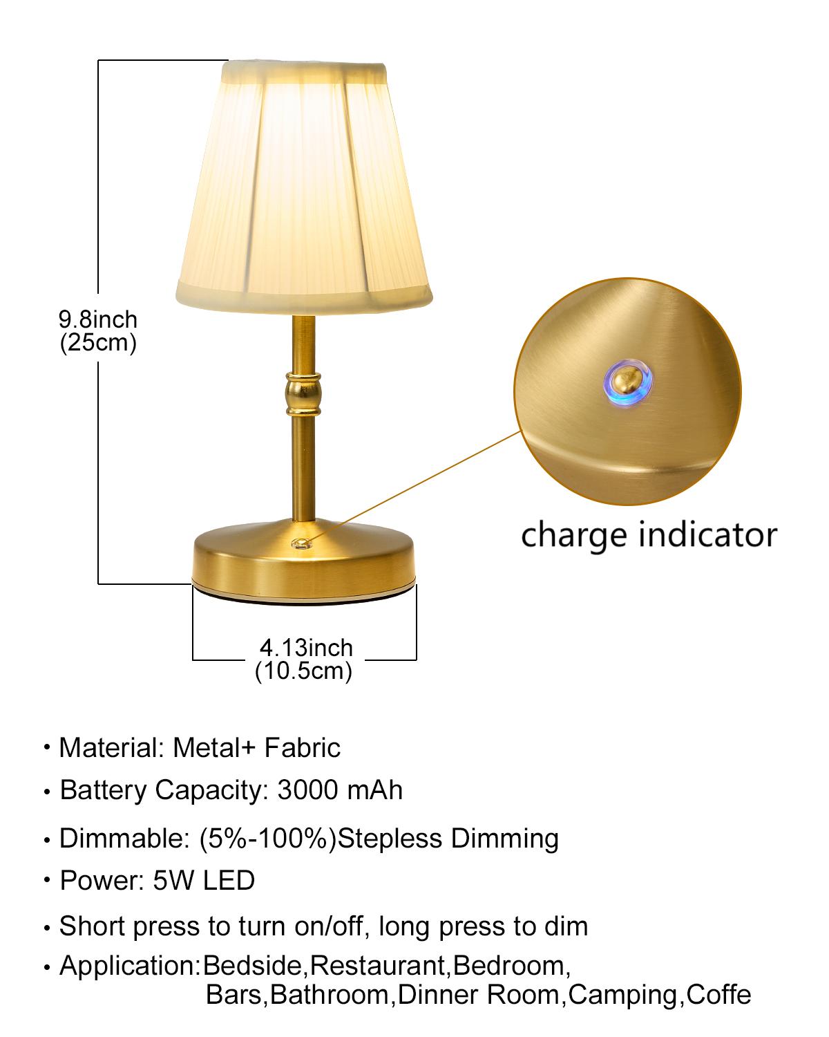 Mini Cordless Lamp Gold,3000 mah Battery Operated Lamp,5W Small Table –  JinYi, image size:1200x1500