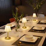 5w Led Mini Cordless Lamp,3000 mah Battery Operated Lamp,3 Color Temperature Dimmable Table Lamp,Gold Rechargeable Table Lamp Fabric,Aesthetic Small kitchen Lamp for Counter,Restaurant,Bar,H9.8”