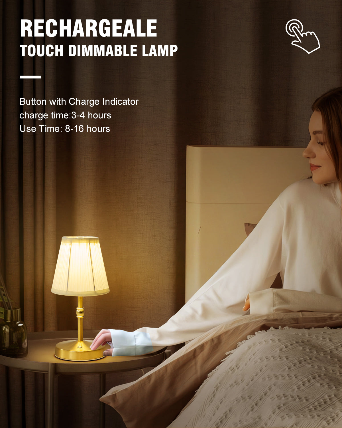 Mini Cordless Lamp Gold,3000 mah Battery Operated Lamp,5W Small Table –  JinYi, image size:1200x1500