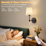 eypid Black Battery Operated Wall Sconce,10000 Mah Rechargeable Wall Sconces set of 2 With Remote,3CCT and 12 RGB Sconces Battery Operated Dimmable,Fabric Sconces Wall Decor Set of 2 for Bedroom,Living Room