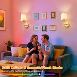 Battery Operated Wall Sconce Set of 2, 10000 Mah Rechargeable Wall Sconces Dimmable 12 RGBS,Remote Wireless Sconces,Gold Sconces Wall Decor Set of 2 Fabric,Cordless Wall Lamp for Bedroom,Living Room