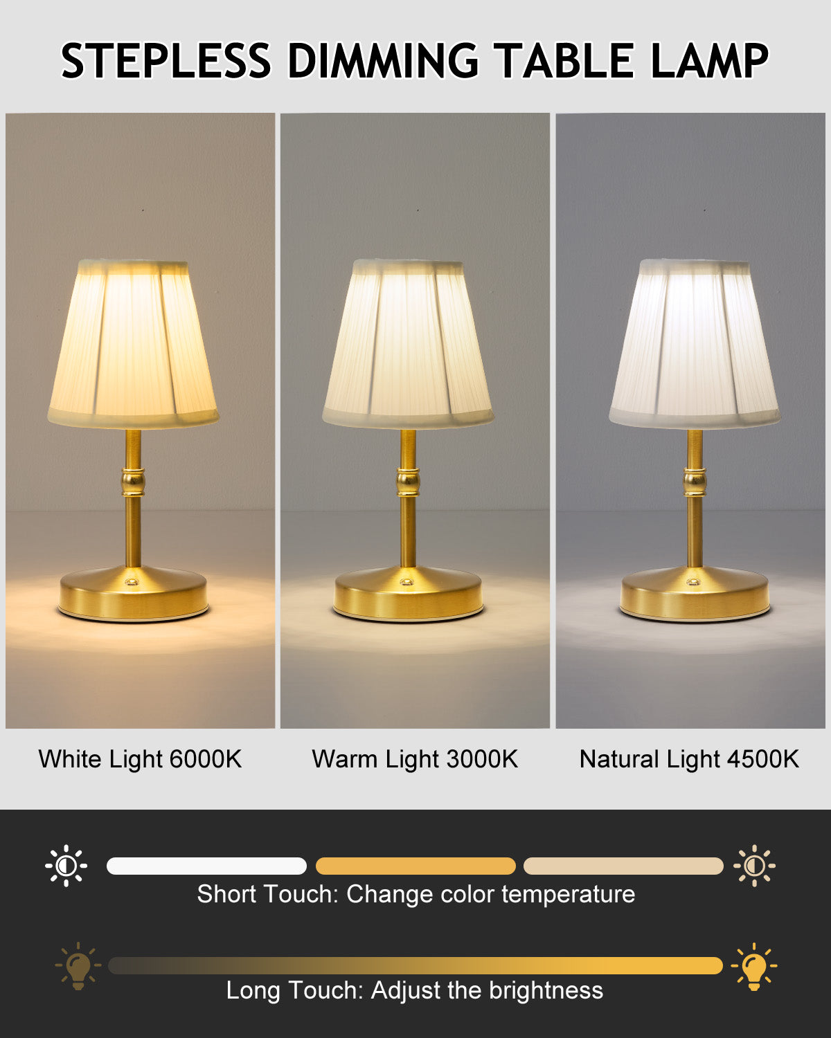 Mini Cordless Lamp Gold,3000 mah Battery Operated Lamp,5W Small Table –  JinYi, image size:1200x1500