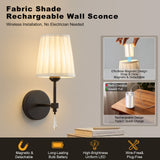 eypid Black Battery Operated Wall Sconce,10000 Mah Rechargeable Wall Sconces set of 2 With Remote,3CCT and 12 RGB Sconces Battery Operated Dimmable,Fabric Sconces Wall Decor Set of 2 for Bedroom,Living Room