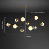 Modern brass globe multi ball connecting Chandelier