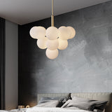 Fashion connected glass ball chandelier with brass suspender