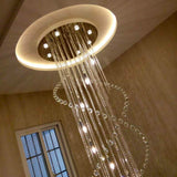 Double Spiral Raindrop Crystal Chandelier - Flush Mount Ceiling Light