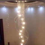 Double Spiral Raindrop Crystal Chandelier - Flush Mount Ceiling Light