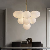 Fashion connected glass ball chandelier with brass suspender