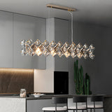 Long layered crystal chandelier