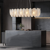 Modern glass feather long Chandelier