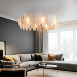 Modern glass feather round Chandelier