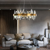 Modern stainless steel first-class crystal strip Chandelier