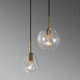 Modern retro copper light chandelier with glass shade