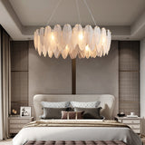 Modern glass feather round Chandelier