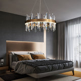 Modern stainless steel first-class crystal strip Chandelier