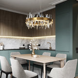 Modern stainless steel first-class crystal strip Chandelier