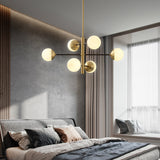 Modern brass globe multi ball connecting Chandelier