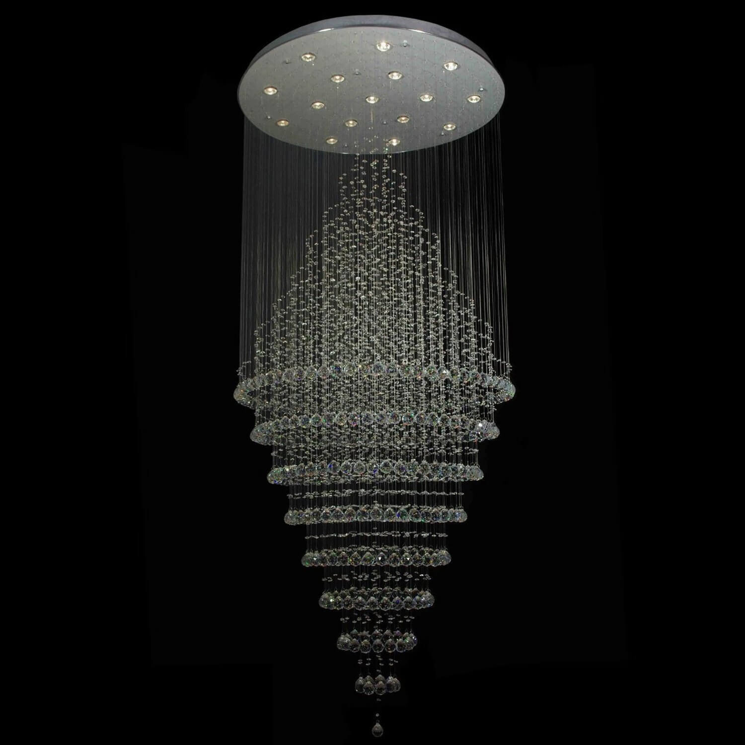 Modern Multi-Tier Crystal Chandelier For Staircase