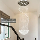 Modern Spiral Three Sphere Raindrop Crystal Chandelier Lighting