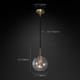 Modern retro copper light chandelier with glass shade