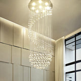 Single Spiral Hemisphere Rain Drop Crystal Chandelier