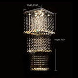 Square Long Crystal Raindrop Chandelier