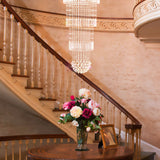 Unique Sphere Rain Drop Crystal Chandelier - Staircase Lighting Fixture